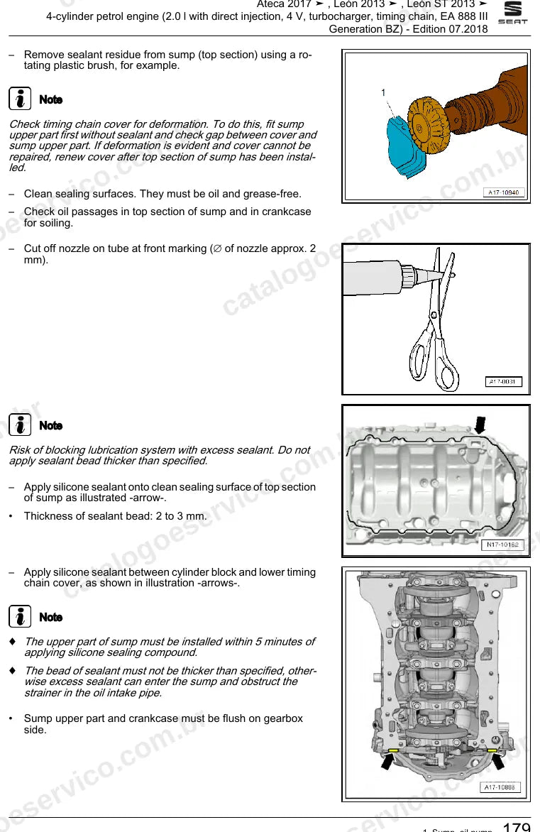 Página ilustrada do manual de serviço do motor 2.0 TSI EA888 Geração III (CZPB) — Seat Ateca, León e León ST — figura 1