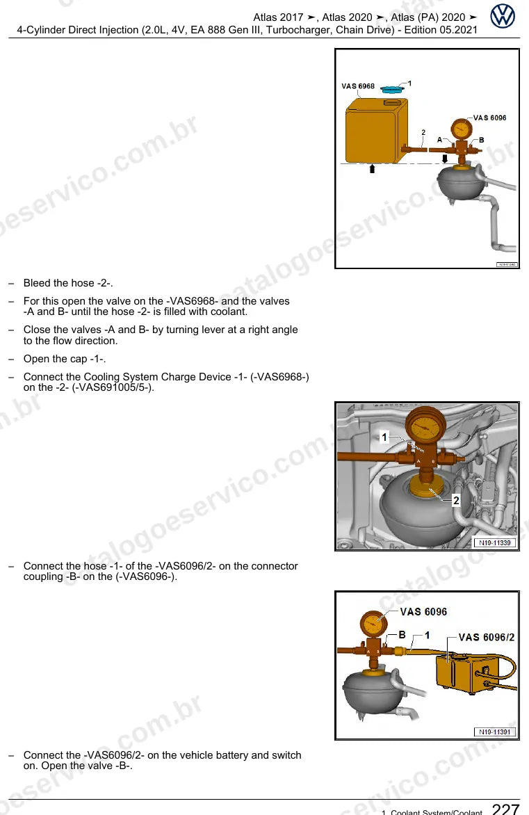 Página ilustrada do manual de serviço do motor 2.0 TSI EA888 Geração III (DCGA) — Atlas — figura 1