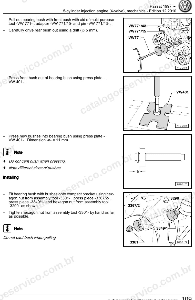 Página ilustrada do manual de serviço do motor 2.3 V5 20V (AZX) — Passat — figura 2
