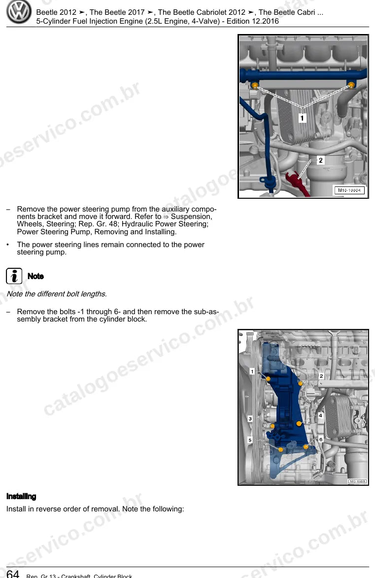 Página ilustrada do manual de serviço do motor 2.5 5 Cilindros 20V (CBTA) — Beetle, The Beetle e The Beetle Cabriolet — figura 2