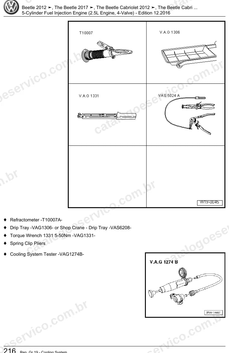 Página ilustrada do manual de serviço do motor 2.5 5 Cilindros 20V (CBTA) — Beetle, The Beetle e The Beetle Cabriolet — figura 3