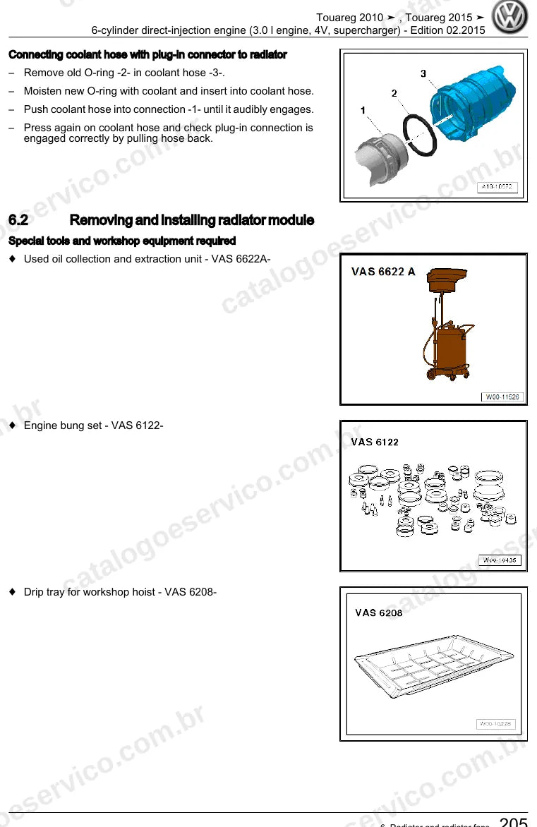 Página ilustrada do manual de serviço do motor 3.0 V6 TSI com Compressor (CMKA) — Touareg — figura 2