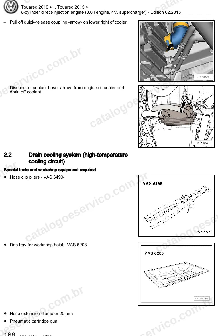 Página ilustrada do manual de serviço do motor 3.0 V6 TSI com Compressor (CMKA) — Touareg — figura 3