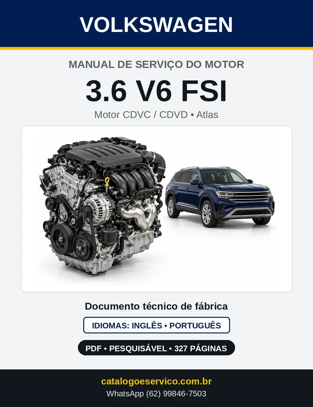 Capa do manual de serviço do motor 3.6 V6 FSI (CDVC) — Atlas em PDF