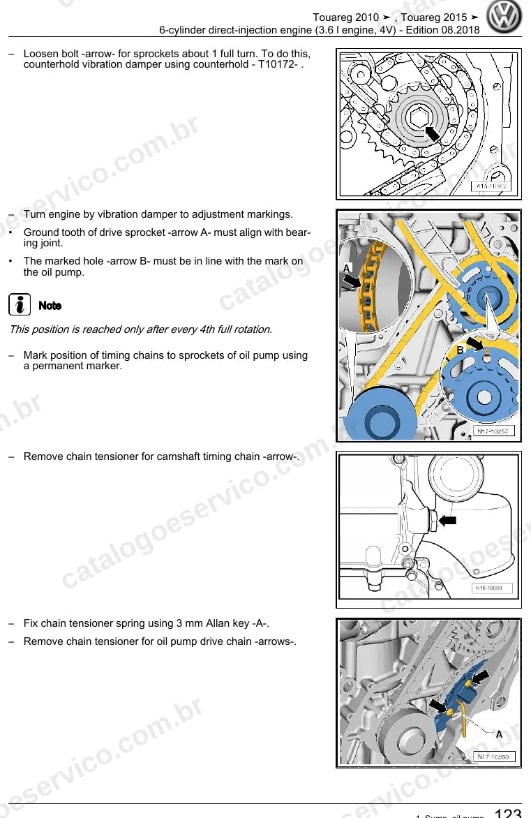 Página ilustrada do manual de serviço do motor 3.6 V6 FSI (CGRA) — Touareg — figura 3