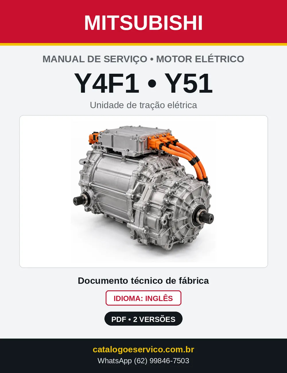 Capa do manual de serviço dos motores elétricos Y4F1 e Y51 do Mitsubishi i-MiEV em PDF
