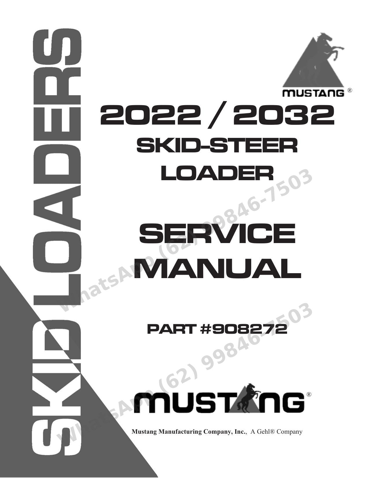 Manual de Serviço Mustang 2022 2032 Mini Carregadeira — guia oficial de oficina com motor Yanmar, ajustes de comandos e correntes de tração