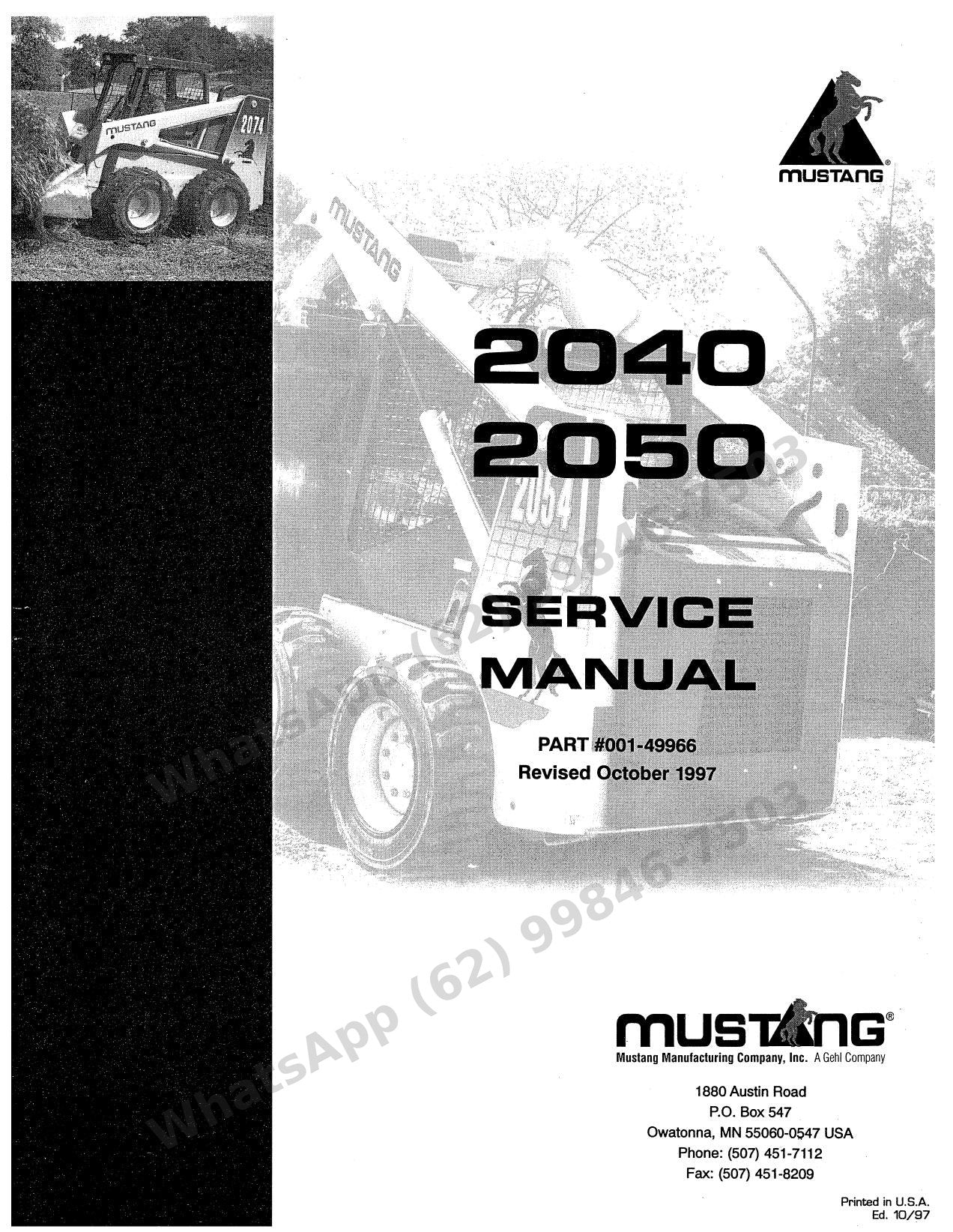 Manual de Serviço Mustang 2040 2050 Mini Carregadeira — oficina hidrostática das clássicas 2040/2050 dos anos 90