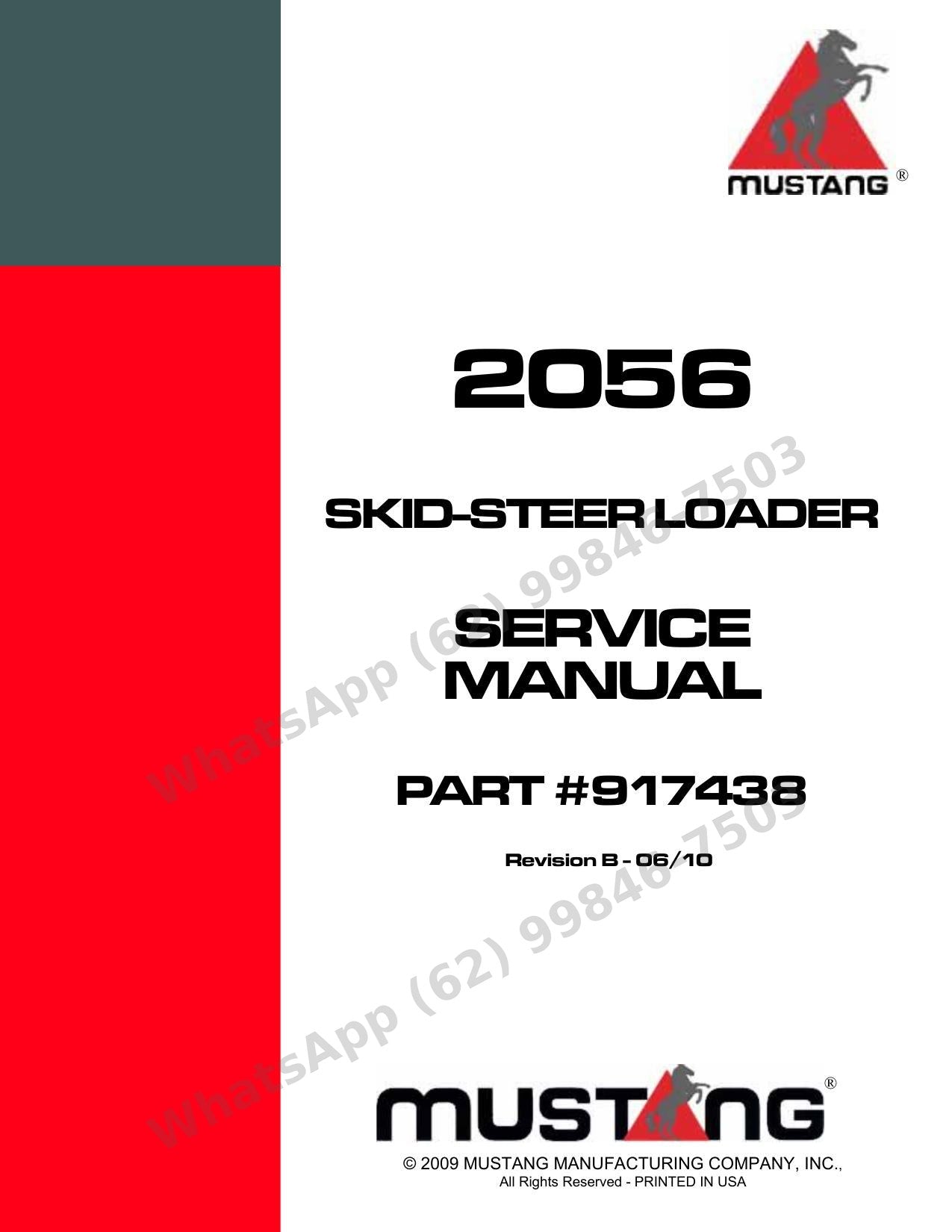 Manual de Serviço Mustang 2056 Mini Carregadeira — passo a passo de oficina com trava de braço e três tipos de comando