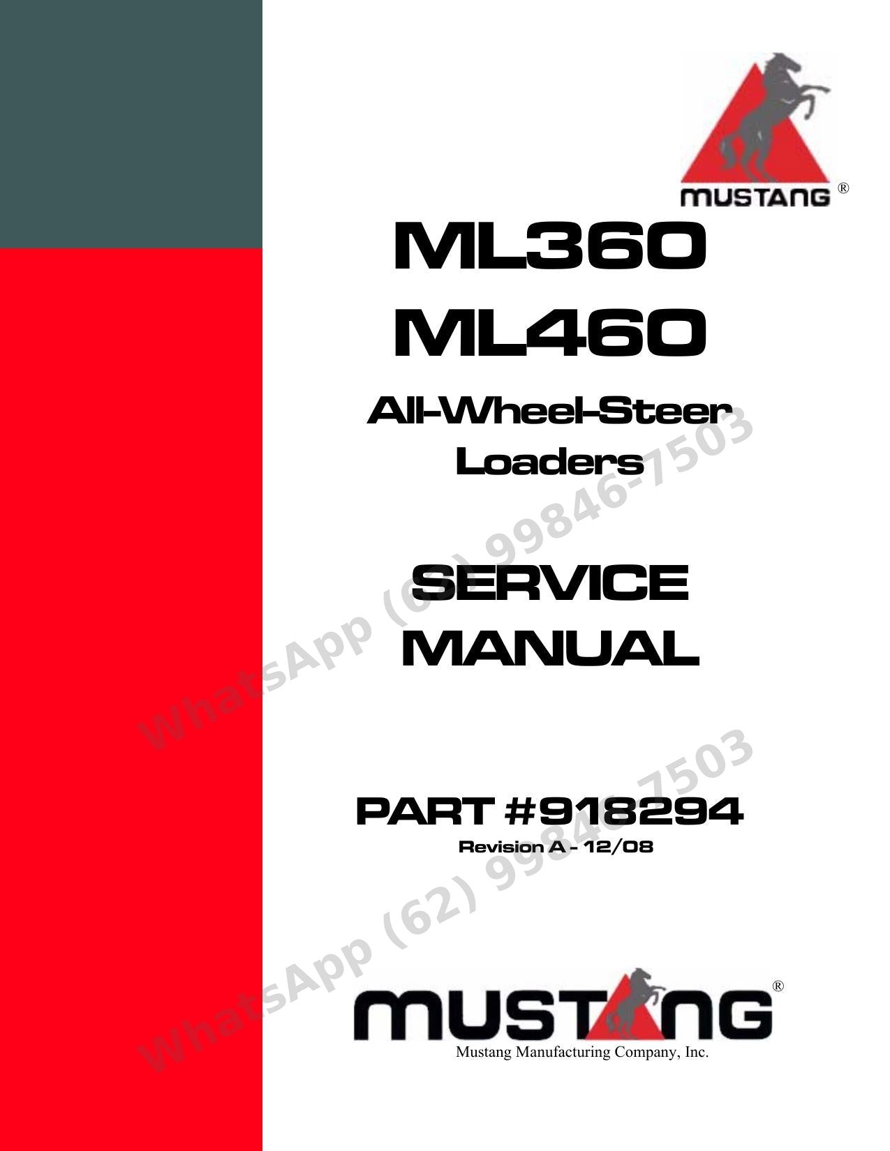 Manual de Serviço Mustang ML360 ML460 Carregadeira de Rodas — hidrostática por modelo e válvula de inching explicada em circuitos
