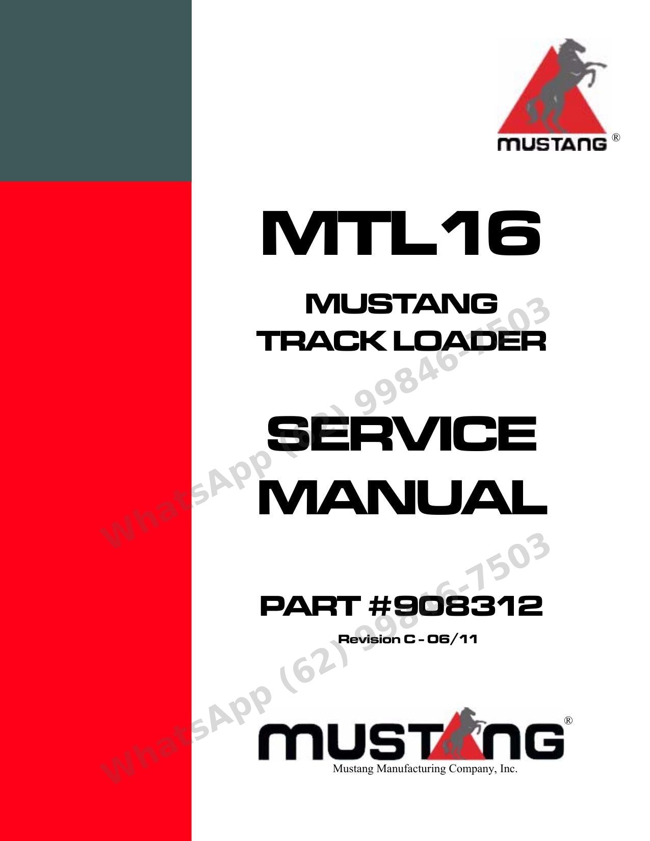 Manual de Serviço Mustang MTL16 Mini Carregadeira de Esteiras — 755 páginas de oficina com o manual do motor Yanmar completo incluso