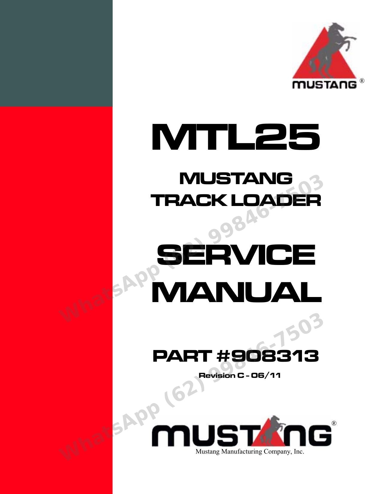 Manual de Serviço Mustang MTL25 Mini Carregadeira de Esteiras — máquina + motor Yanmar turbo em um volume de quase 800 páginas