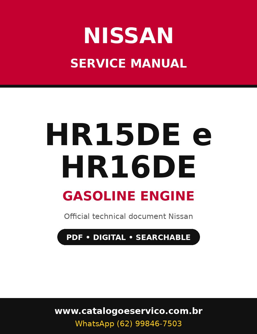 Manual de Serviço Nissan HR15DE e HR16DE - Motor a Gasolina (Inglês)