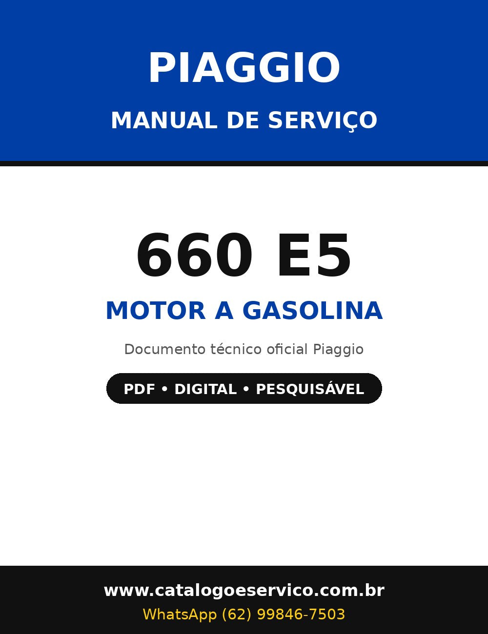 Manual de Serviço Piaggio 660 E5 - Motor a Gasolina