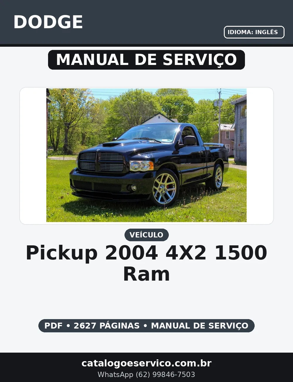 MANUAL DE SERVIÇO PICKUP 2004 4X2 1500 DODGE RAM — capa do manual de serviço