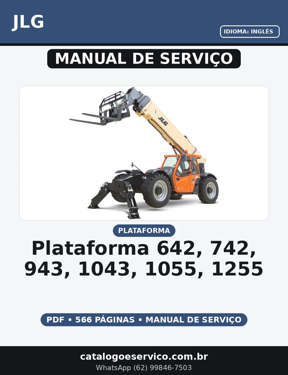 MANUAL DE SERVIÇO PLATAFORMA 642, 742, 943, 1043, 1055, 1255 JLG — capa do manual de serviço