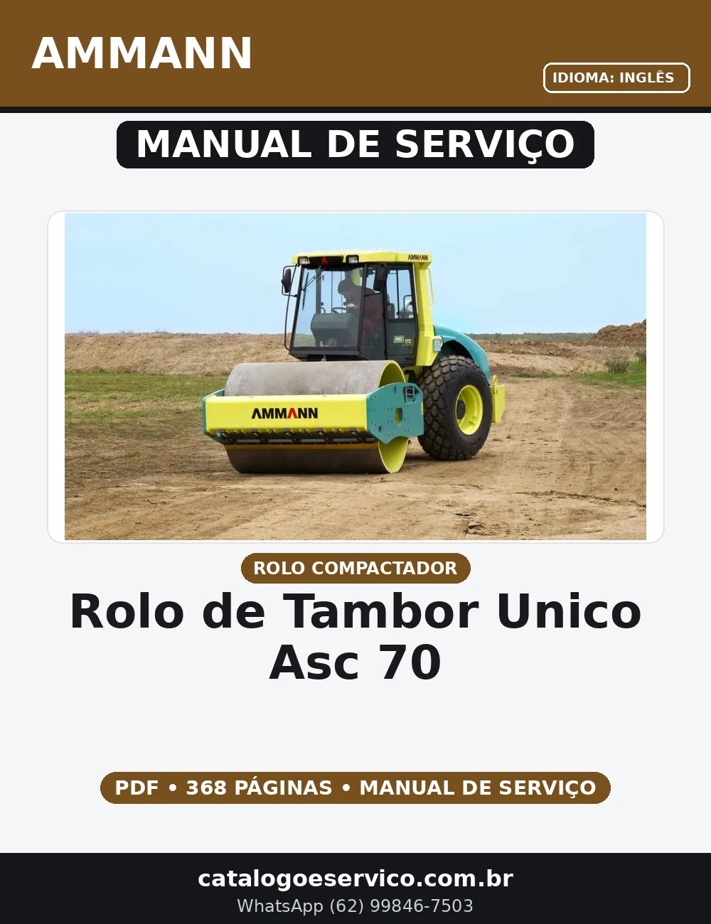 MANUAL DE SERVIÇO ROLO DE TAMBOR UNICO ASC 70 AMMANN — capa do manual de serviço