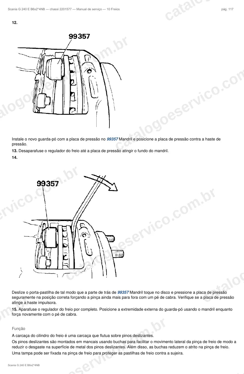 Ilustração do grupo freios no Manual de Serviço Scania G 240