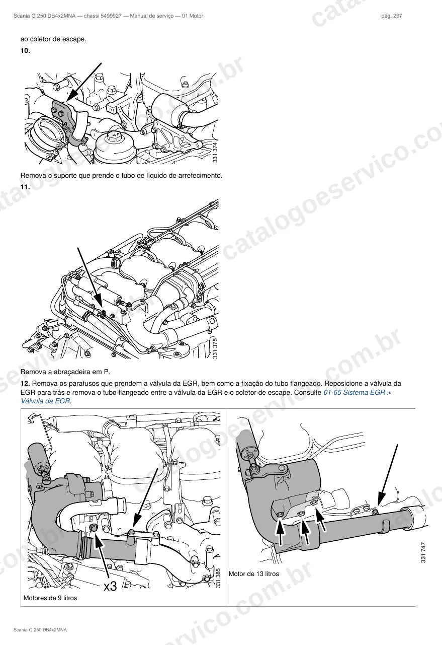 Ilustração do grupo motor no Manual de Serviço Scania G 250