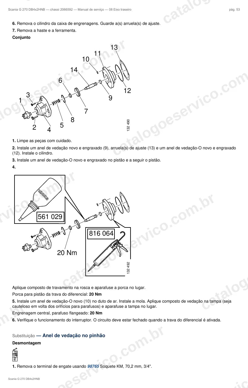 Ilustração do grupo eixo traseiro no Manual de Serviço Scania G 270