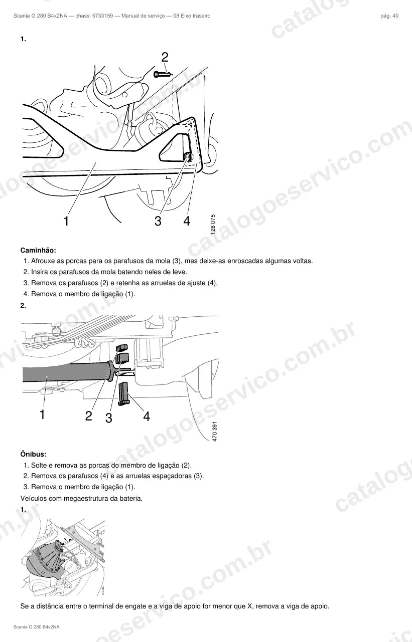 Ilustração do grupo eixo traseiro no Manual de Serviço Scania G 280