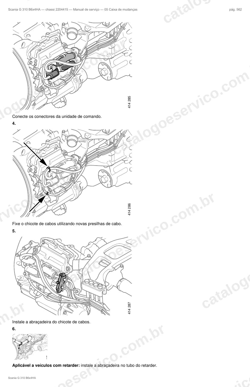 Ilustração do grupo caixa de mudanças no Manual de Serviço Scania G 310