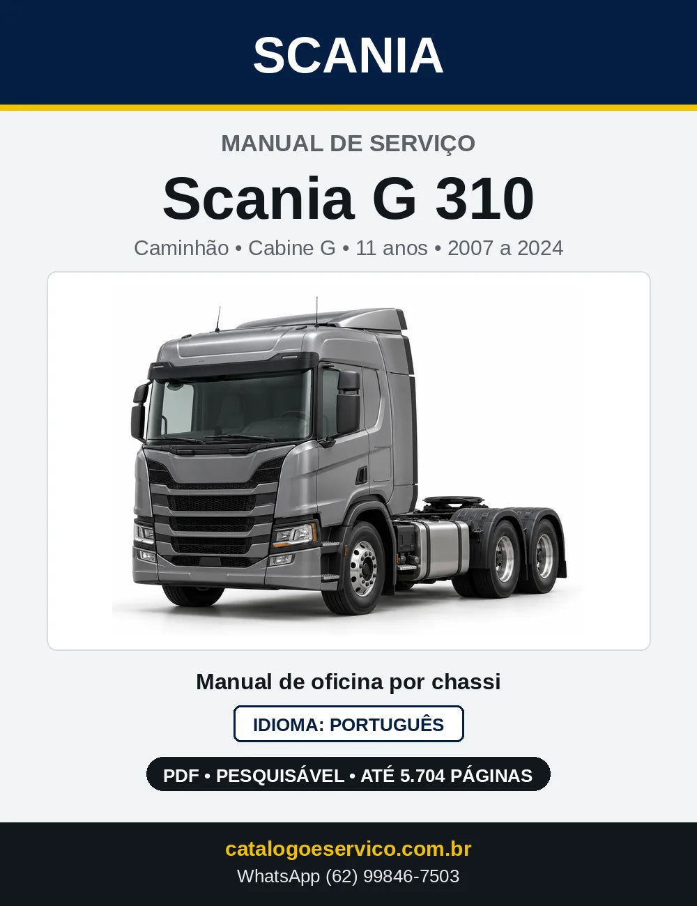 Capa do Manual de Serviço Scania G 310 em PDF
