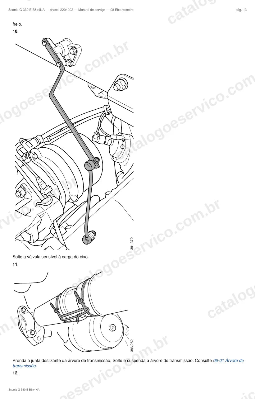 Ilustração do grupo eixo traseiro no Manual de Serviço Scania G 330