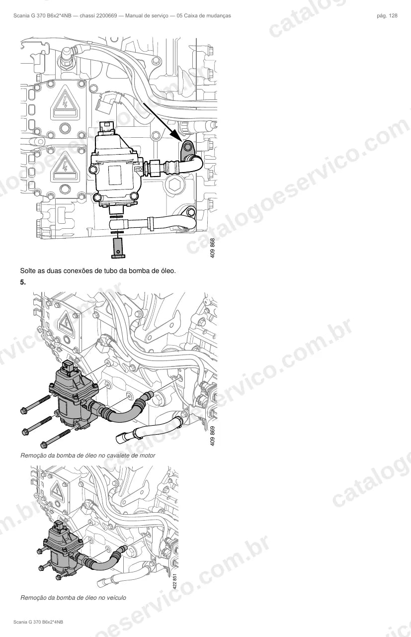 Ilustração do grupo caixa de mudanças no Manual de Serviço Scania G 370