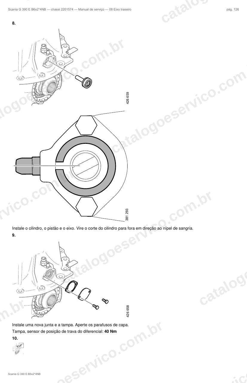 Ilustração do grupo eixo traseiro no Manual de Serviço Scania G 390