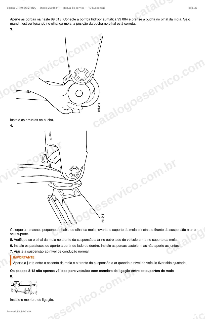 Ilustração do grupo suspensão no Manual de Serviço Scania G 410