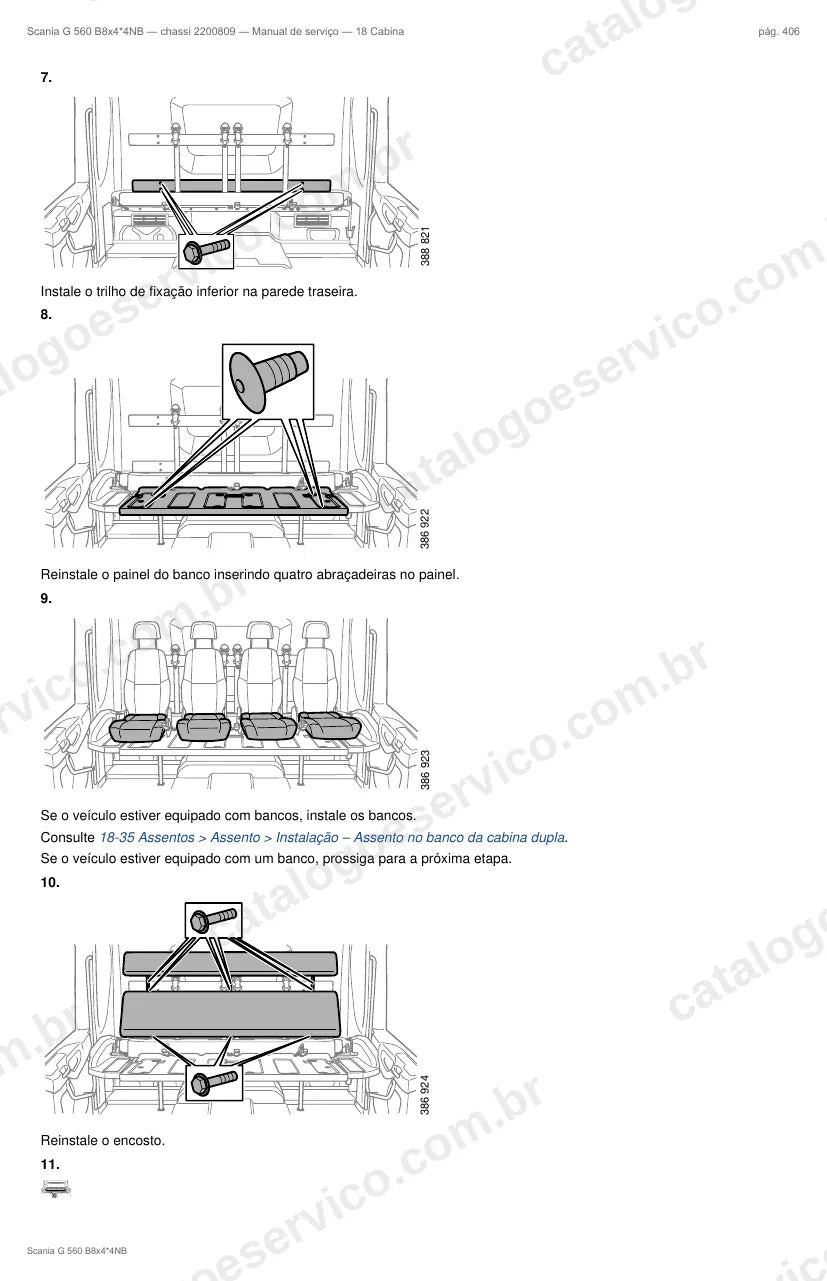 Ilustração do grupo cabine no Manual de Serviço Scania G 560