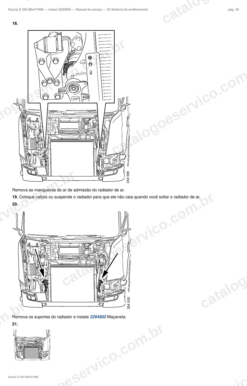 Ilustração do grupo sistema de arrefecimento no Manual de Serviço Scania G 560