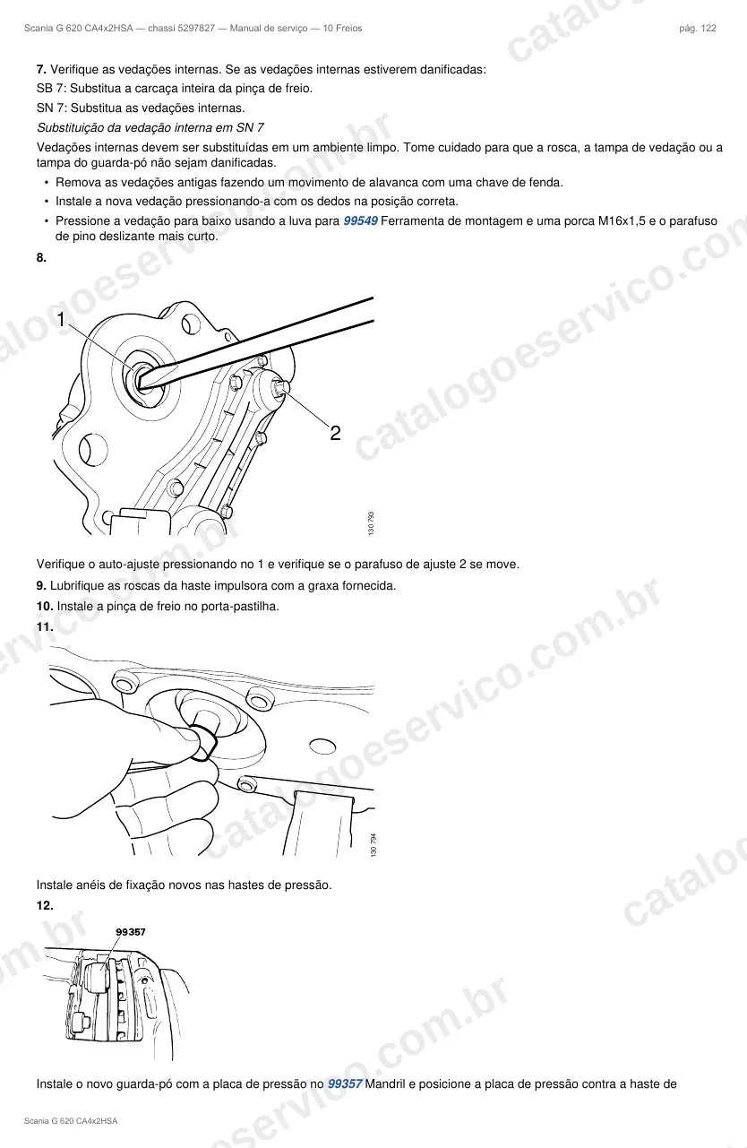 Ilustração do grupo freios no Manual de Serviço Scania G 620