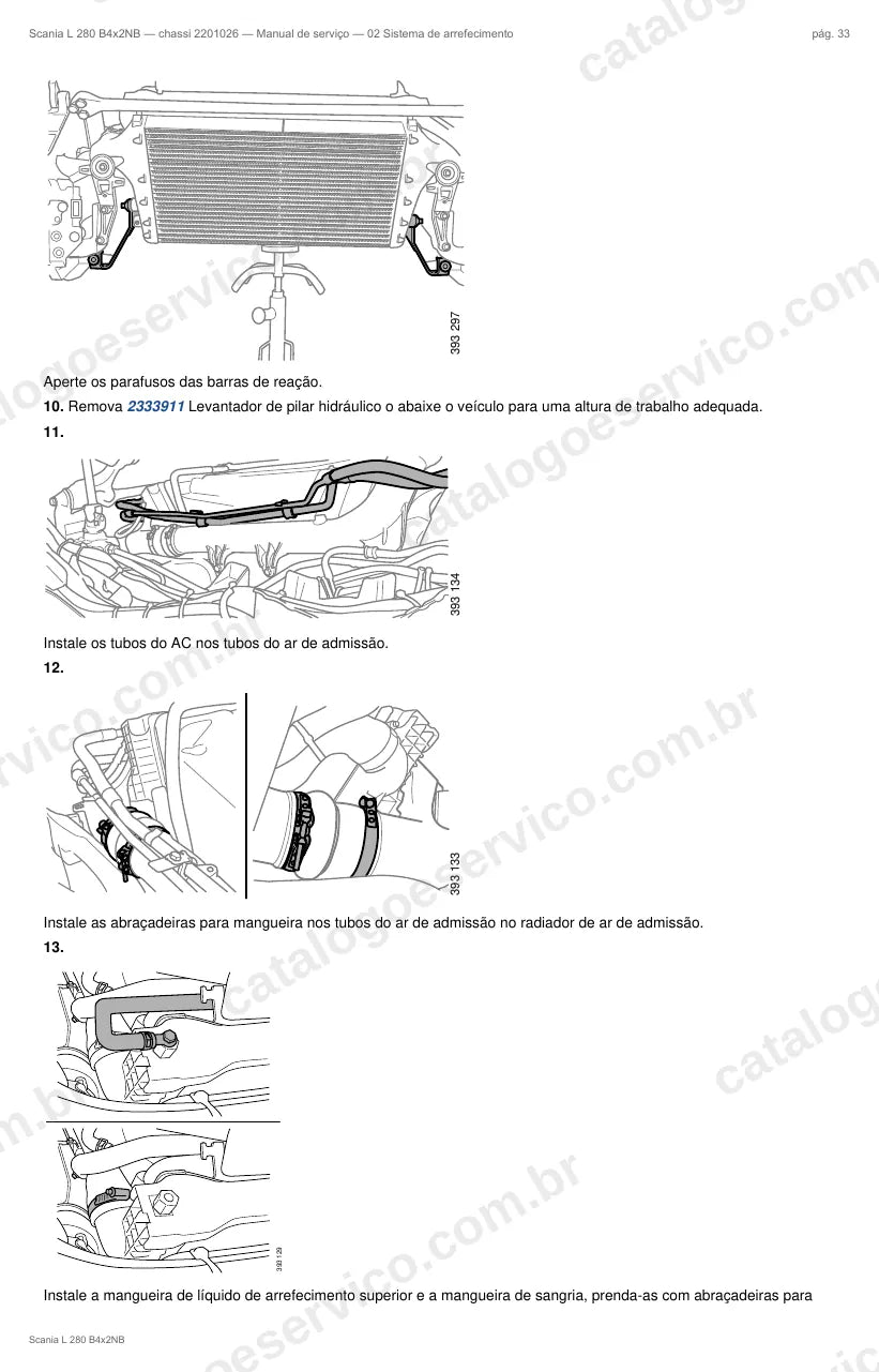 Ilustração do grupo sistema de arrefecimento no Manual de Serviço Scania L 280