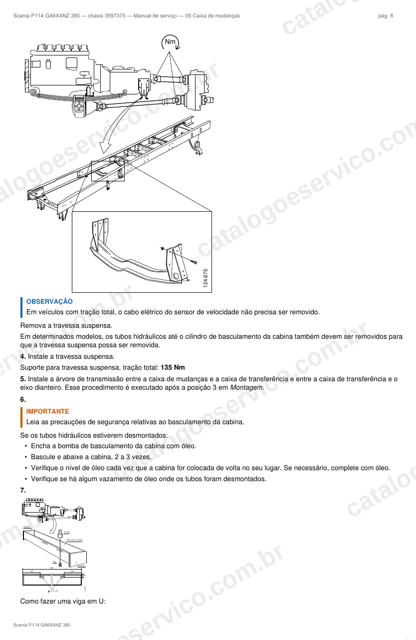 Ilustração do grupo caixa de mudanças no Manual de Serviço Scania P 114