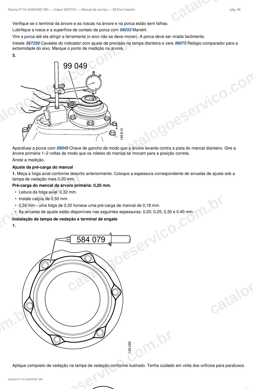 Ilustração do grupo eixo traseiro no Manual de Serviço Scania P 114