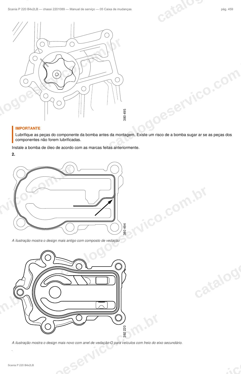 Ilustração do grupo caixa de mudanças no Manual de Serviço Scania P 220