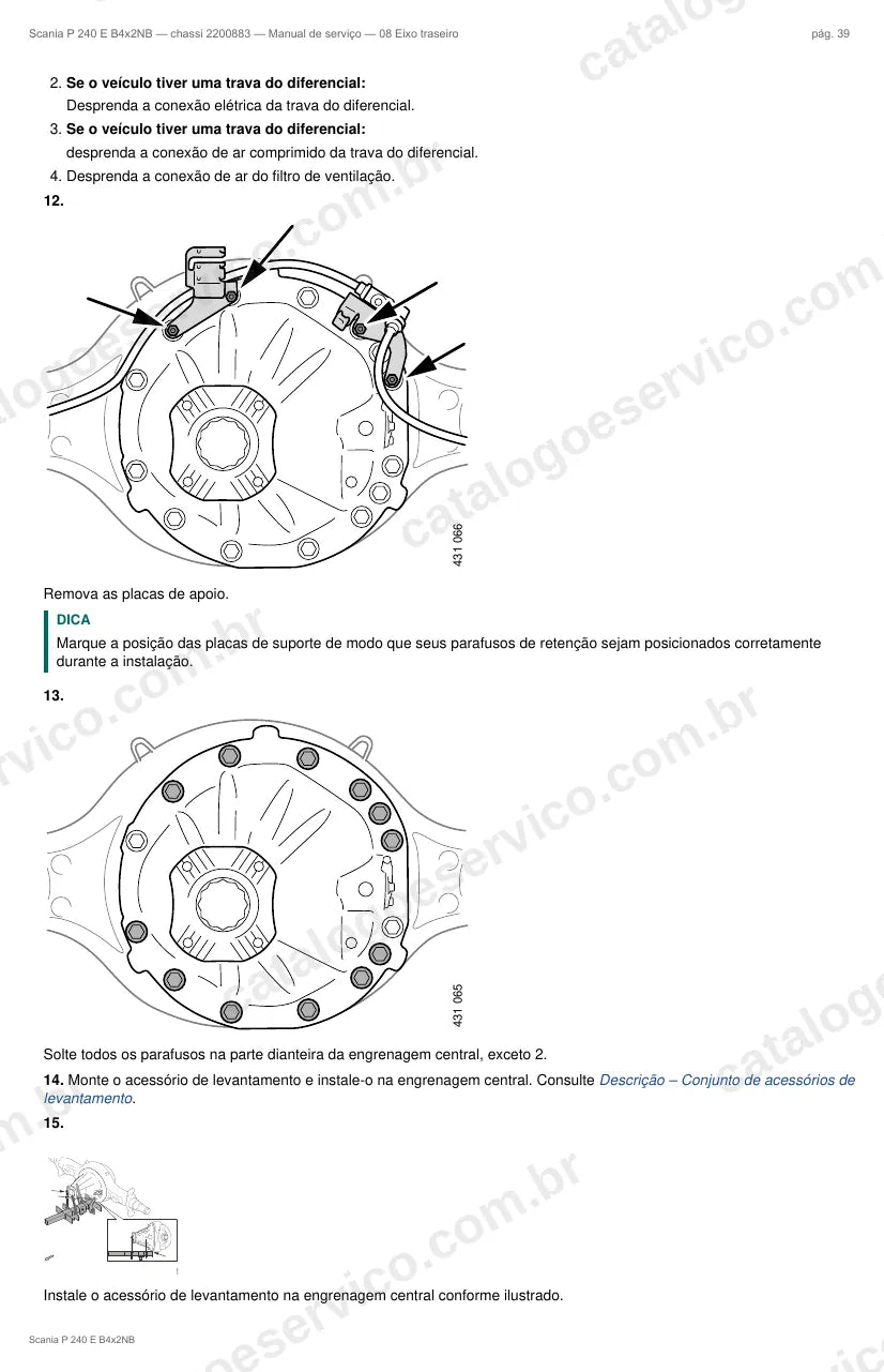 Ilustração do grupo eixo traseiro no Manual de Serviço Scania P 240
