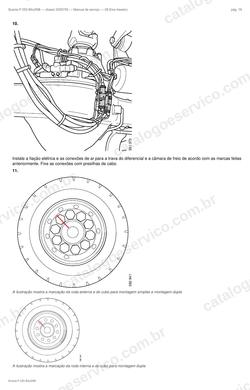 Ilustração do grupo eixo traseiro no Manual de Serviço Scania P 250