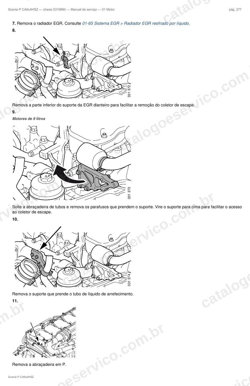 Ilustração do grupo motor no Manual de Serviço Scania P 260