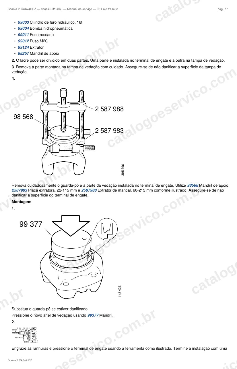 Ilustração do grupo eixo traseiro no Manual de Serviço Scania P 260