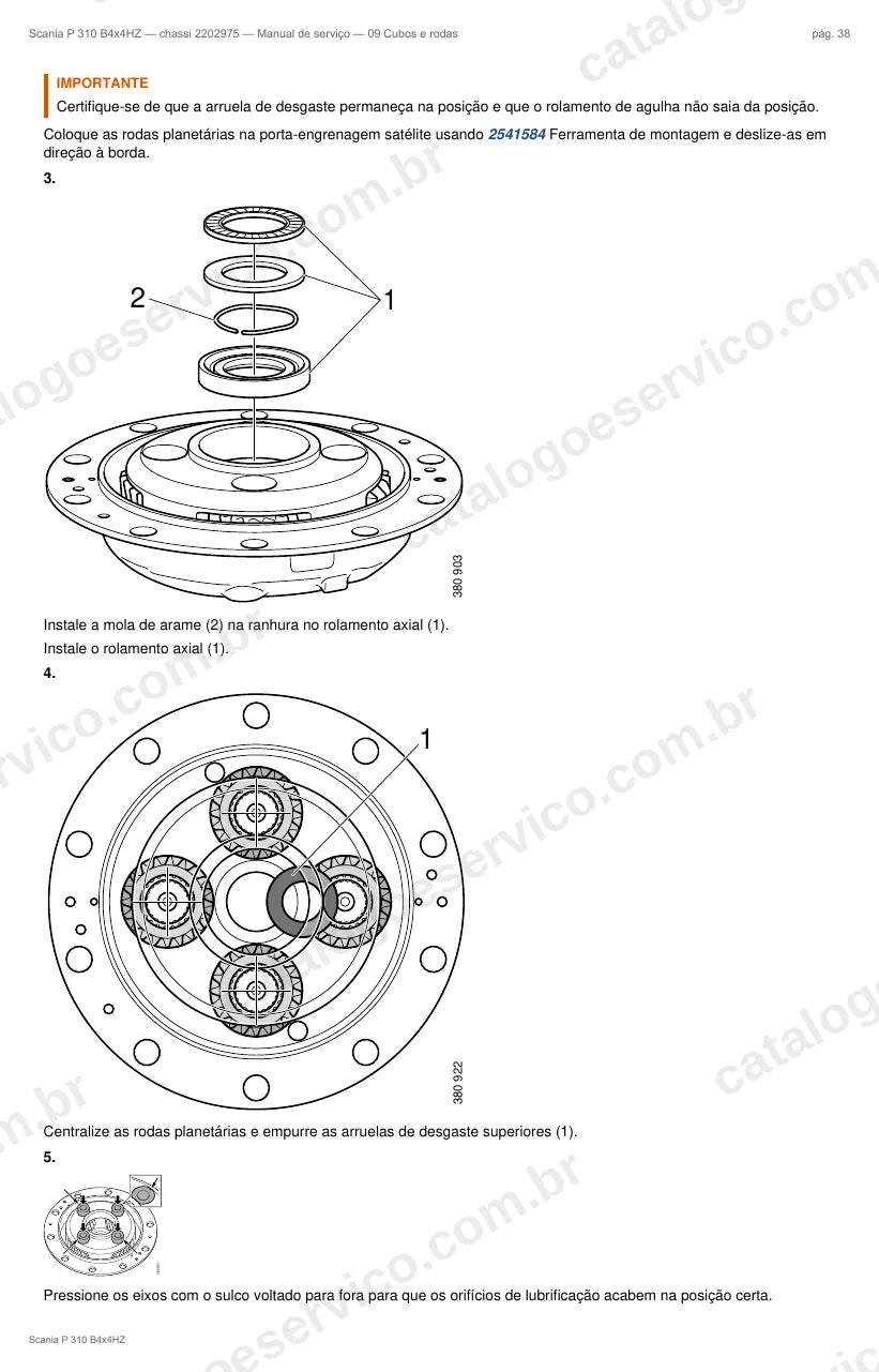 Ilustração do grupo cubos de roda no Manual de Serviço Scania P 310