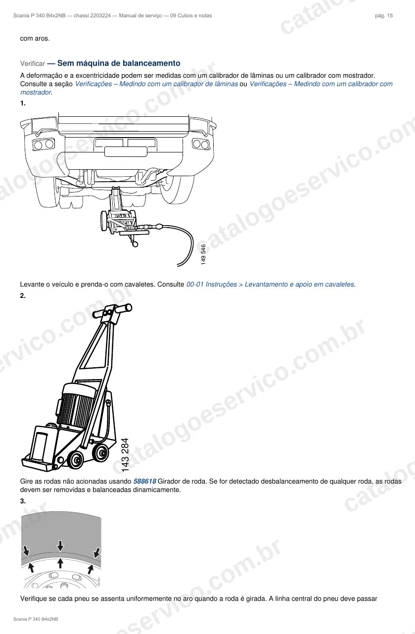 Ilustração do grupo cubos de roda no Manual de Serviço Scania P 340