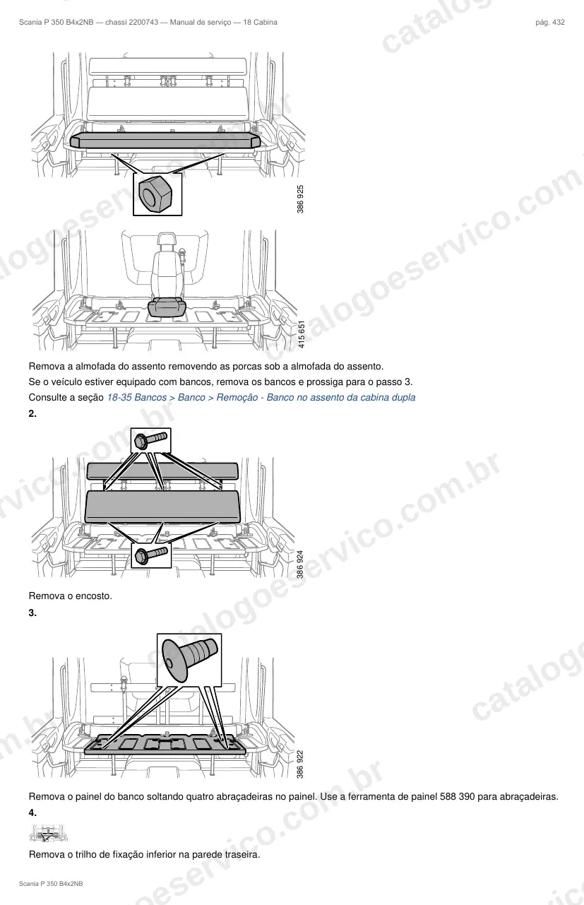 Ilustração do grupo cabine no Manual de Serviço Scania P 350