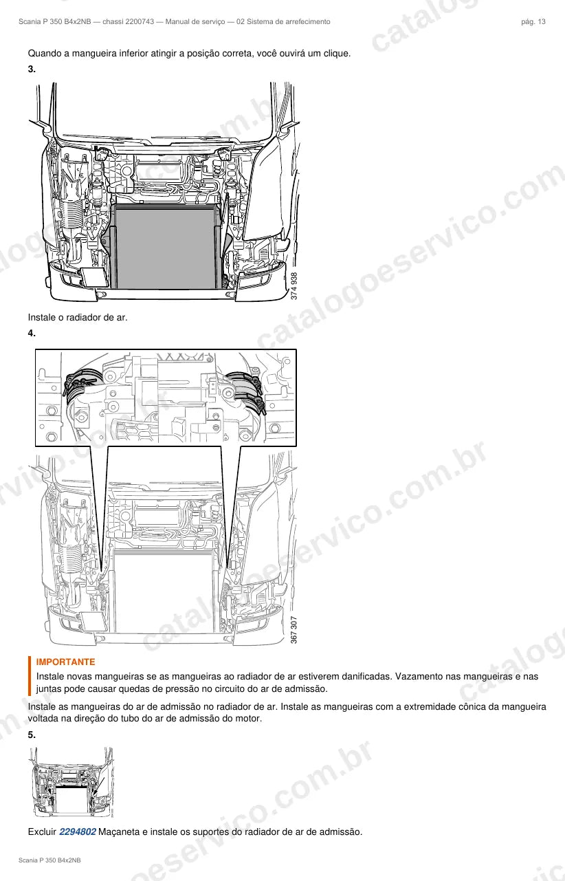 Ilustração do grupo sistema de arrefecimento no Manual de Serviço Scania P 350