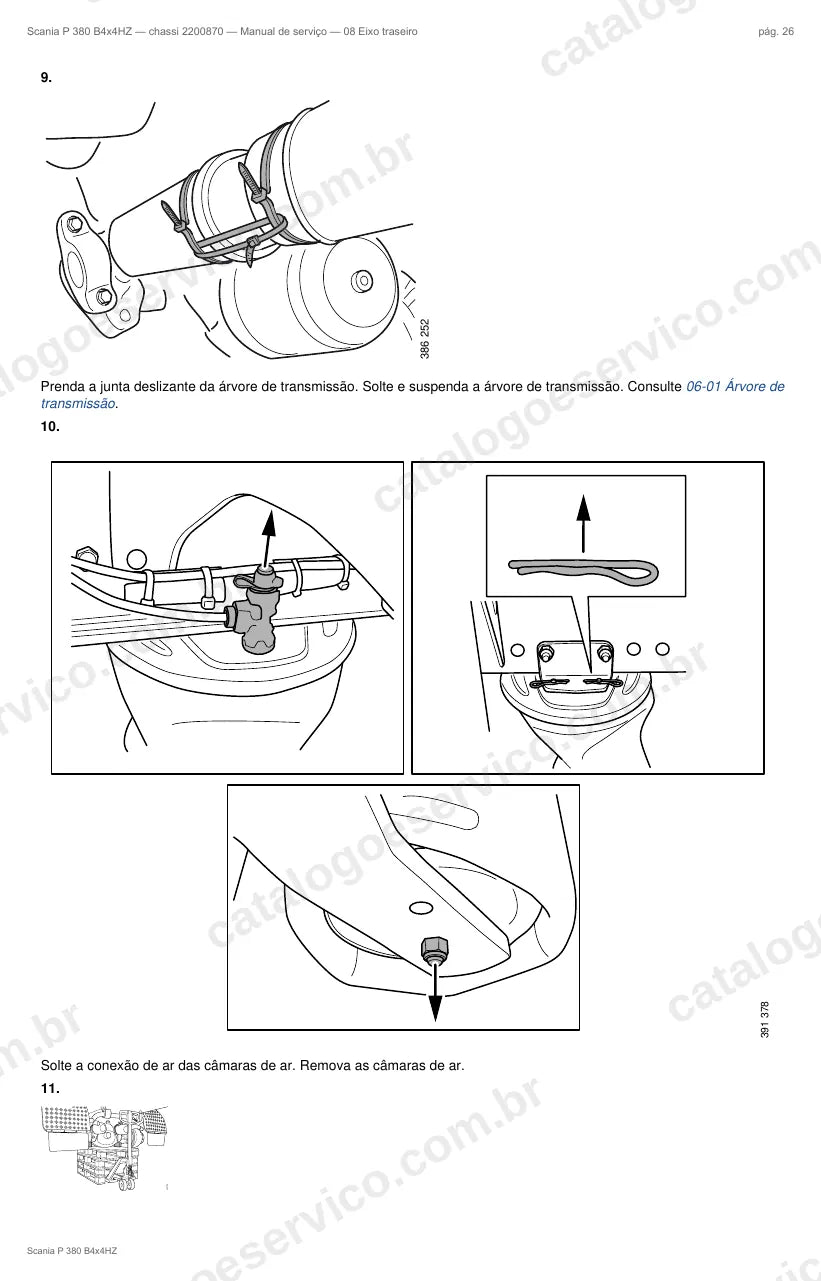 Ilustração do grupo eixo traseiro no Manual de Serviço Scania P 380