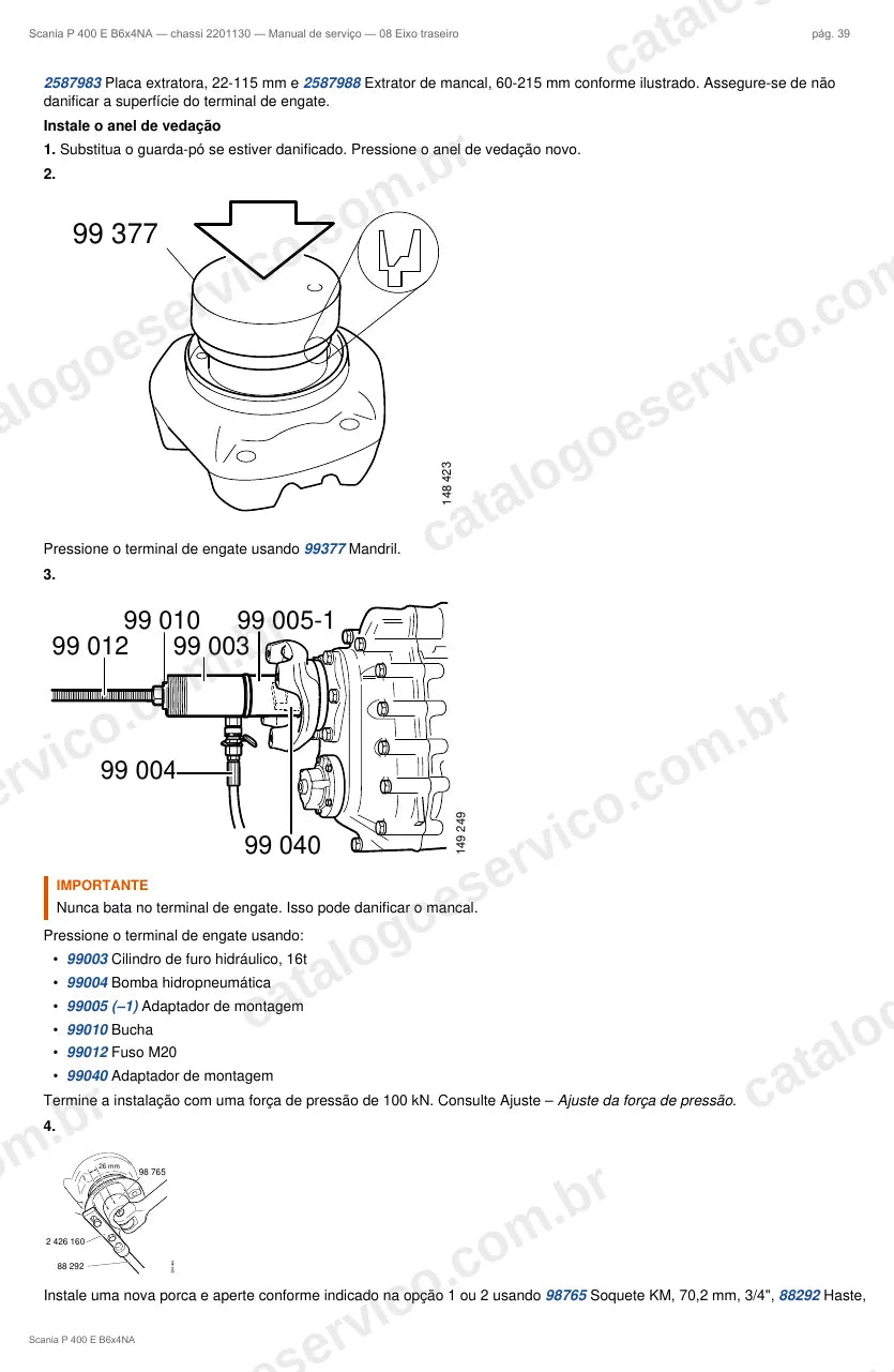 Ilustração do grupo eixo traseiro no Manual de Serviço Scania P 400