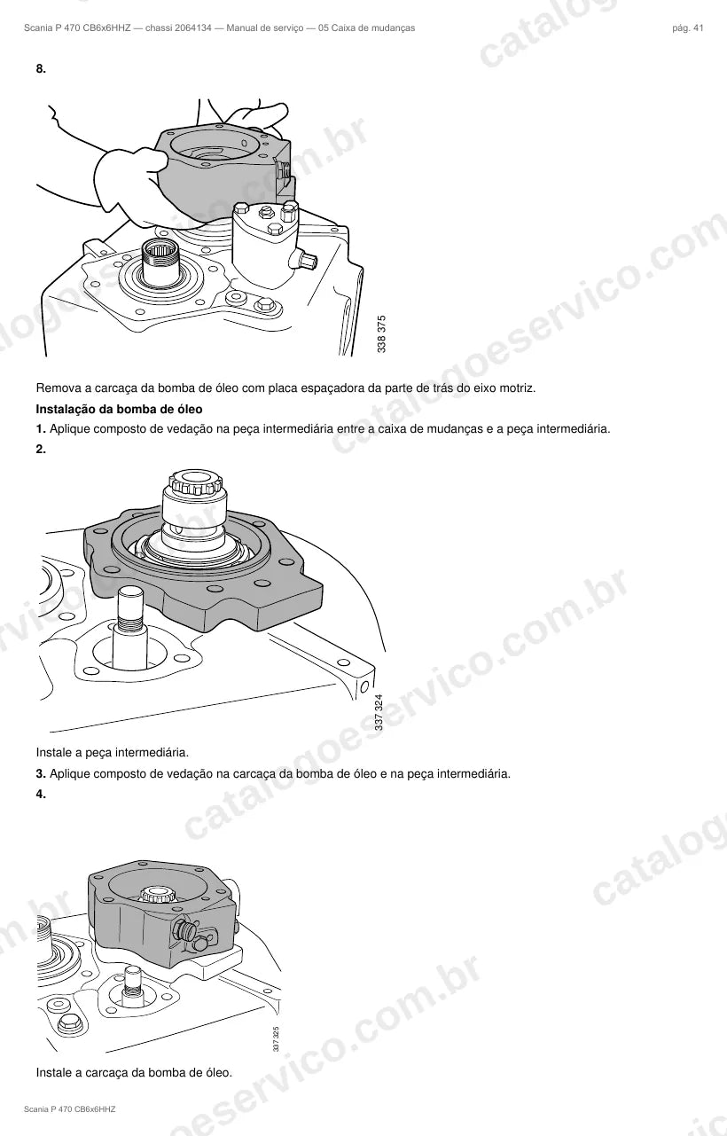 Ilustração do grupo caixa de mudanças no Manual de Serviço Scania P 470