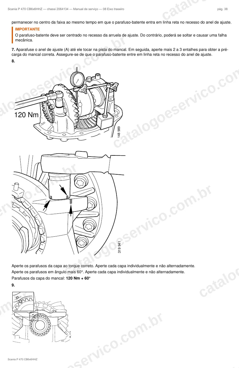Ilustração do grupo eixo traseiro no Manual de Serviço Scania P 470